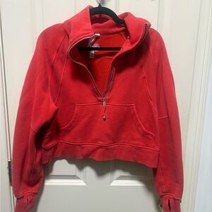 lululemon athletica Red Half-Zip Cropped Fleece Pullover